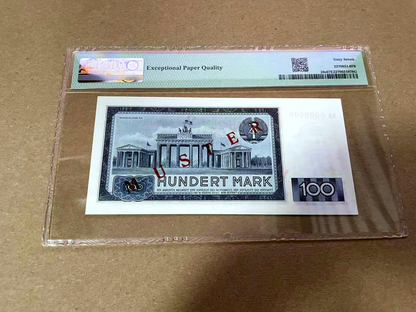 【Blue Auction】✨世界纸币精拍第495期【精】  【样钞】德国 1964年100马克 PMG67EPQ 高分 马克思