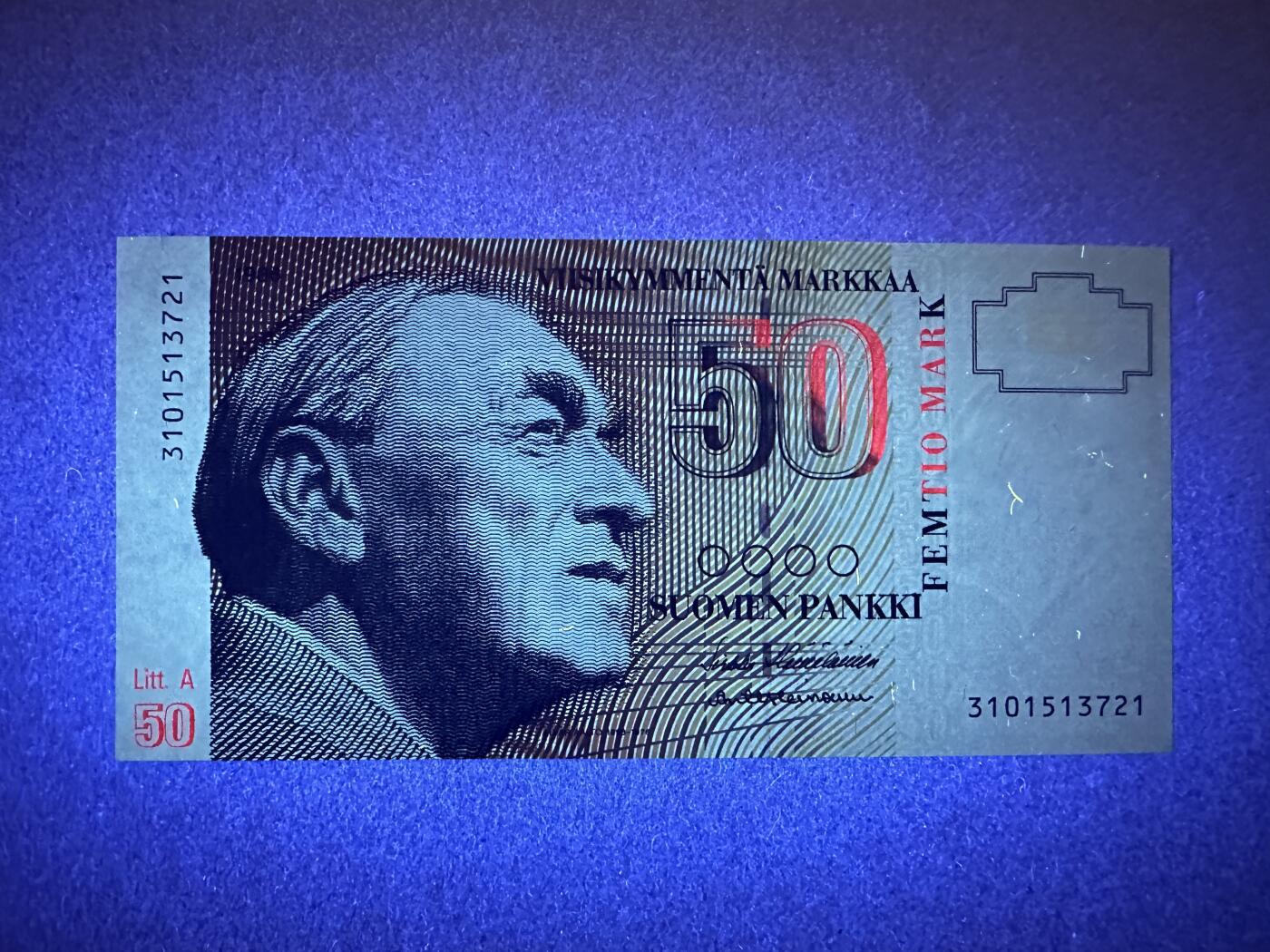 《张总收藏》155期-裸币精品汇(周一场) 芬兰50马克 UNC 1991年