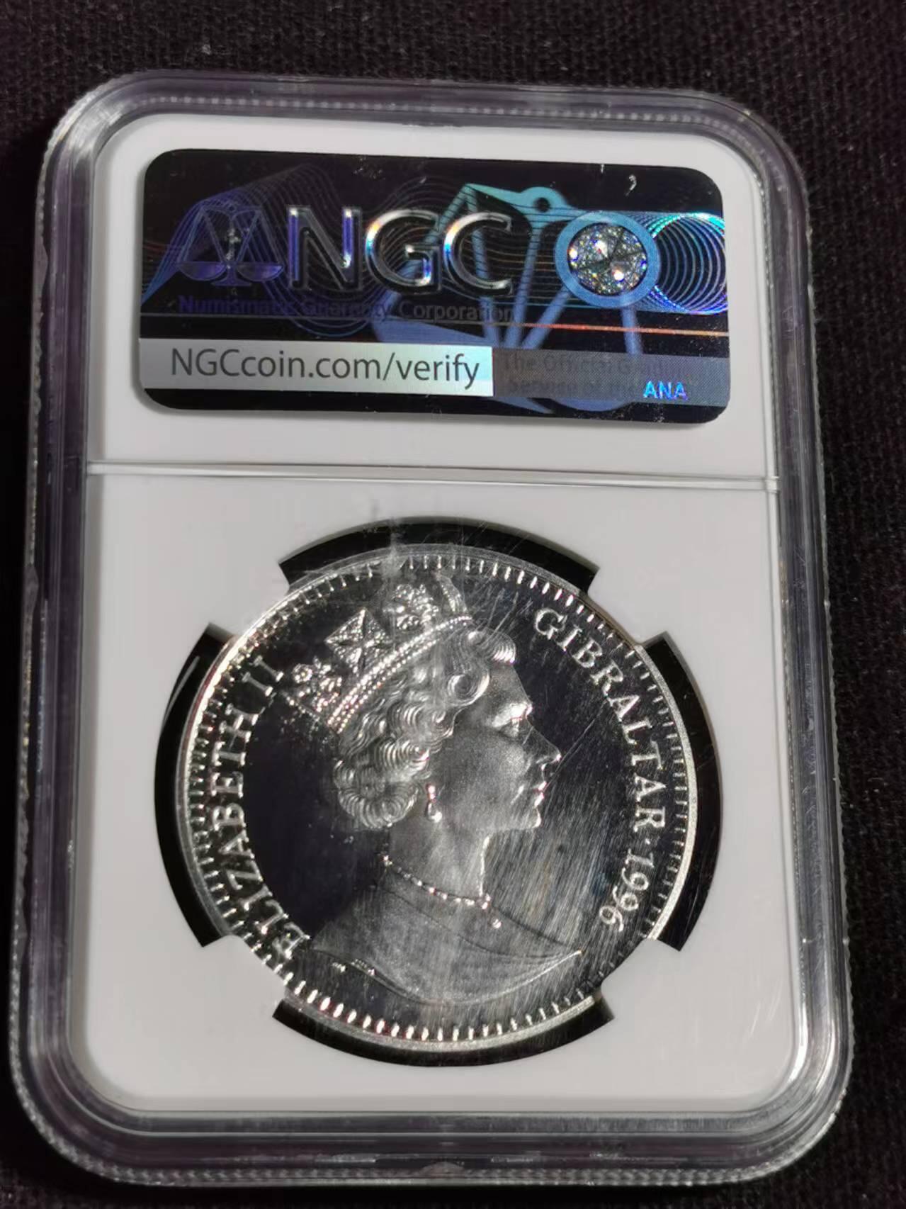 刘世昌艺术品销售中心～虎踞龙蟠*金杨在线联拍群第510期 直布罗陀1996年“亚特兰大奥运会-棒球”精制纪念银币（NGC   PF69UC   串号：4796113-002）1枚。