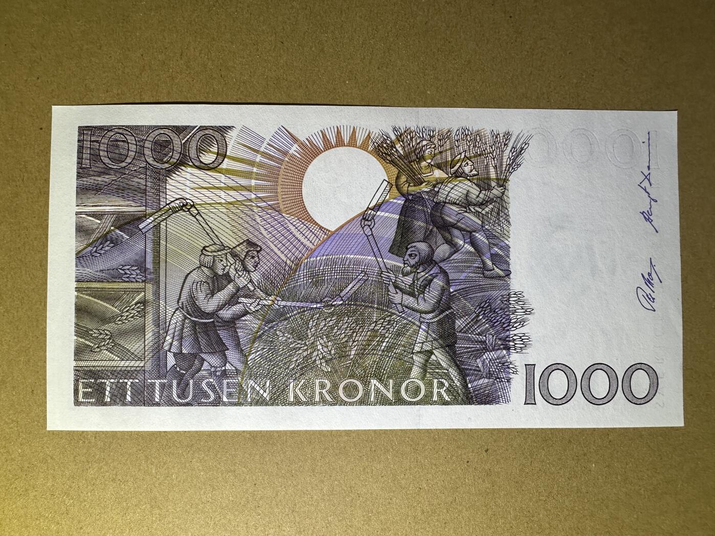 《张总收藏》155期-裸币精品汇(周一场) 瑞典1000克朗 UNC 初版大胡子 边缘局部荧光