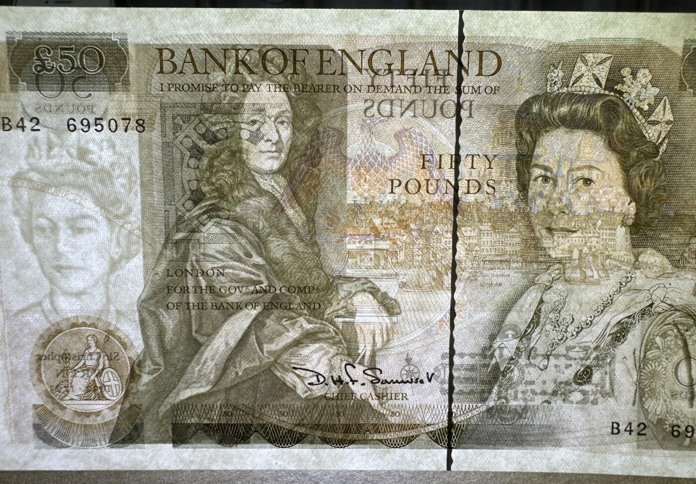 《张总收藏》155期-裸币精品汇(周一场) 英格兰50镑 UNC D序列 女王钞