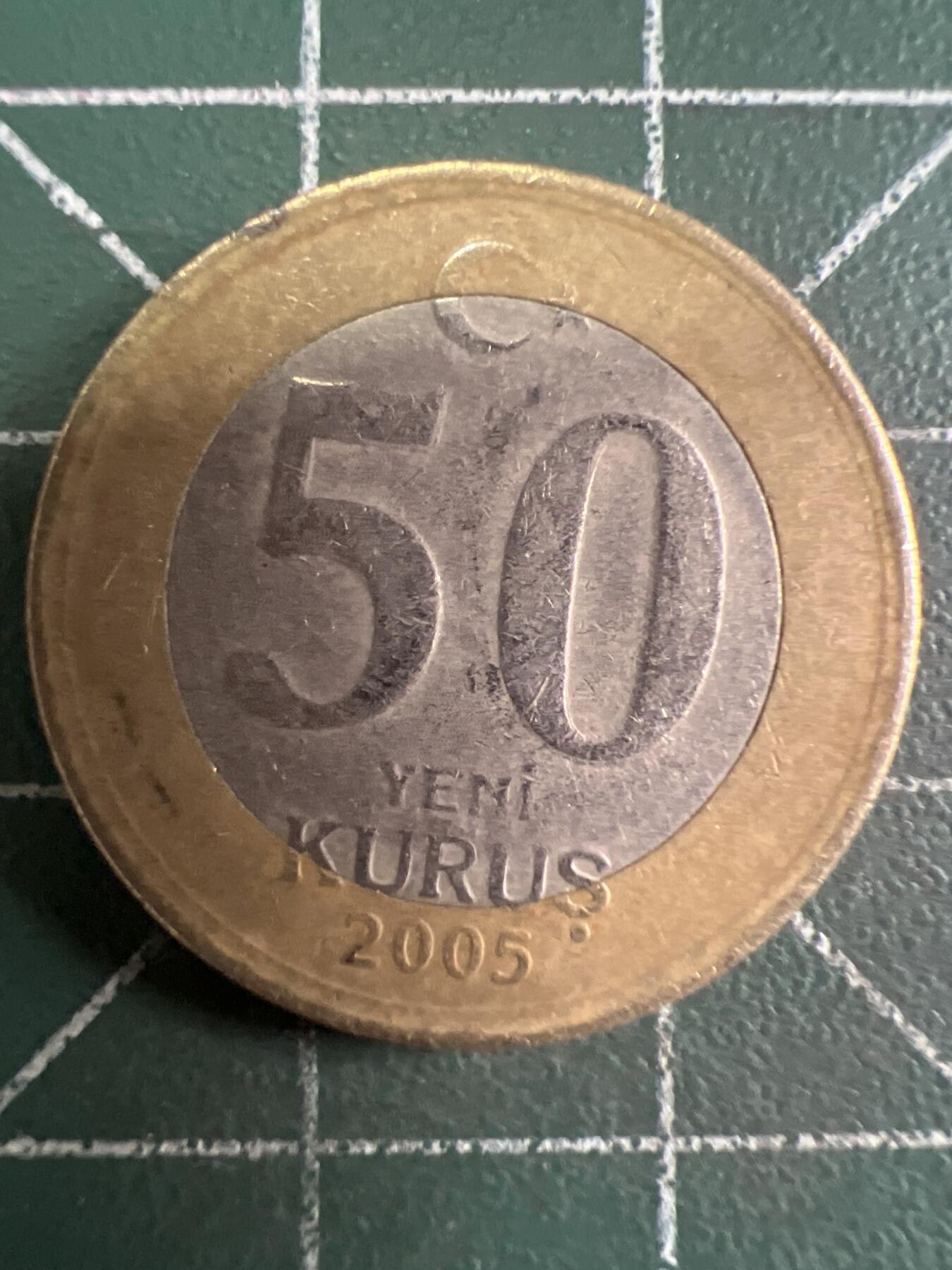 第633期 硬币专场 （无押金，捡漏，全场50包邮，偏远地区除外，接收代拍业务，本店十天发一次货） 土耳其50库鲁 双色币