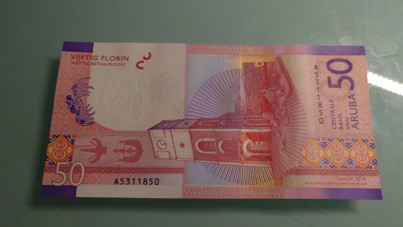 【世界钱币】精选微拍第115期暨2024年第26期  最新维港币展部分卖剩货品展销 2019年阿鲁巴50 全新绝品无47尾号850