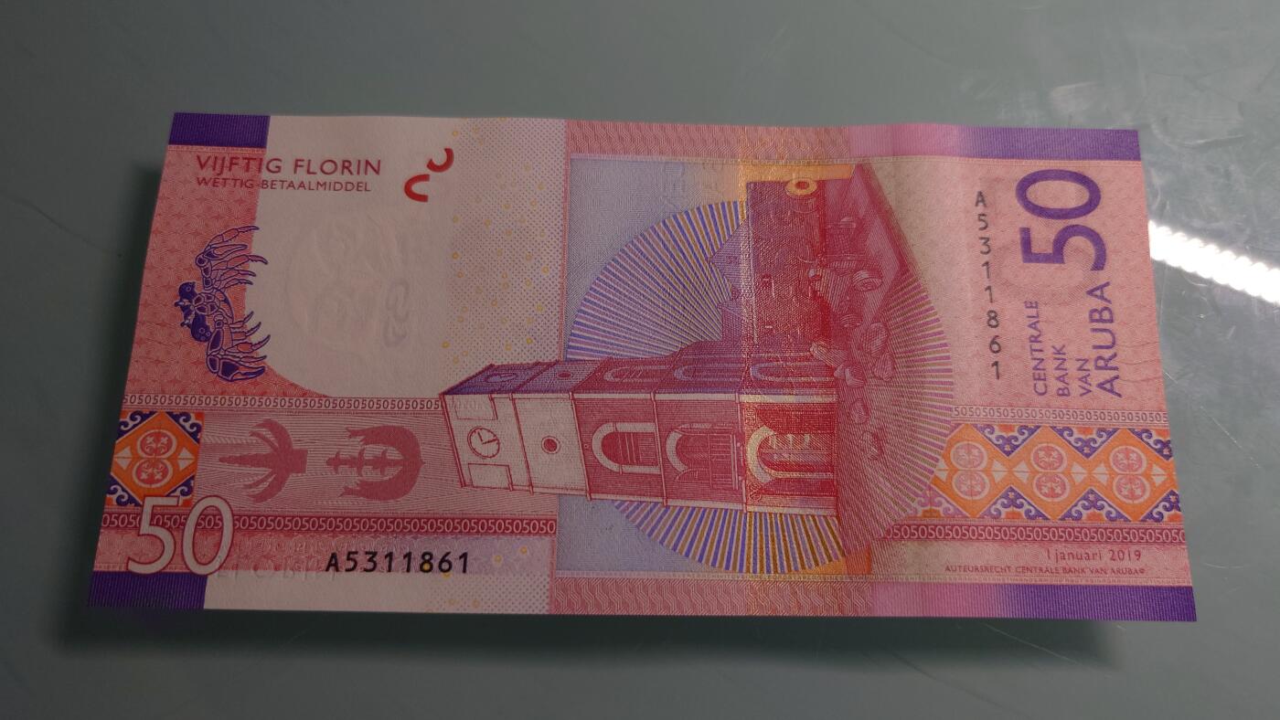 【世界钱币】精选微拍第115期暨2024年第26期  最新维港币展部分卖剩货品展销 2019年阿鲁巴50 全新绝品无47尾号861