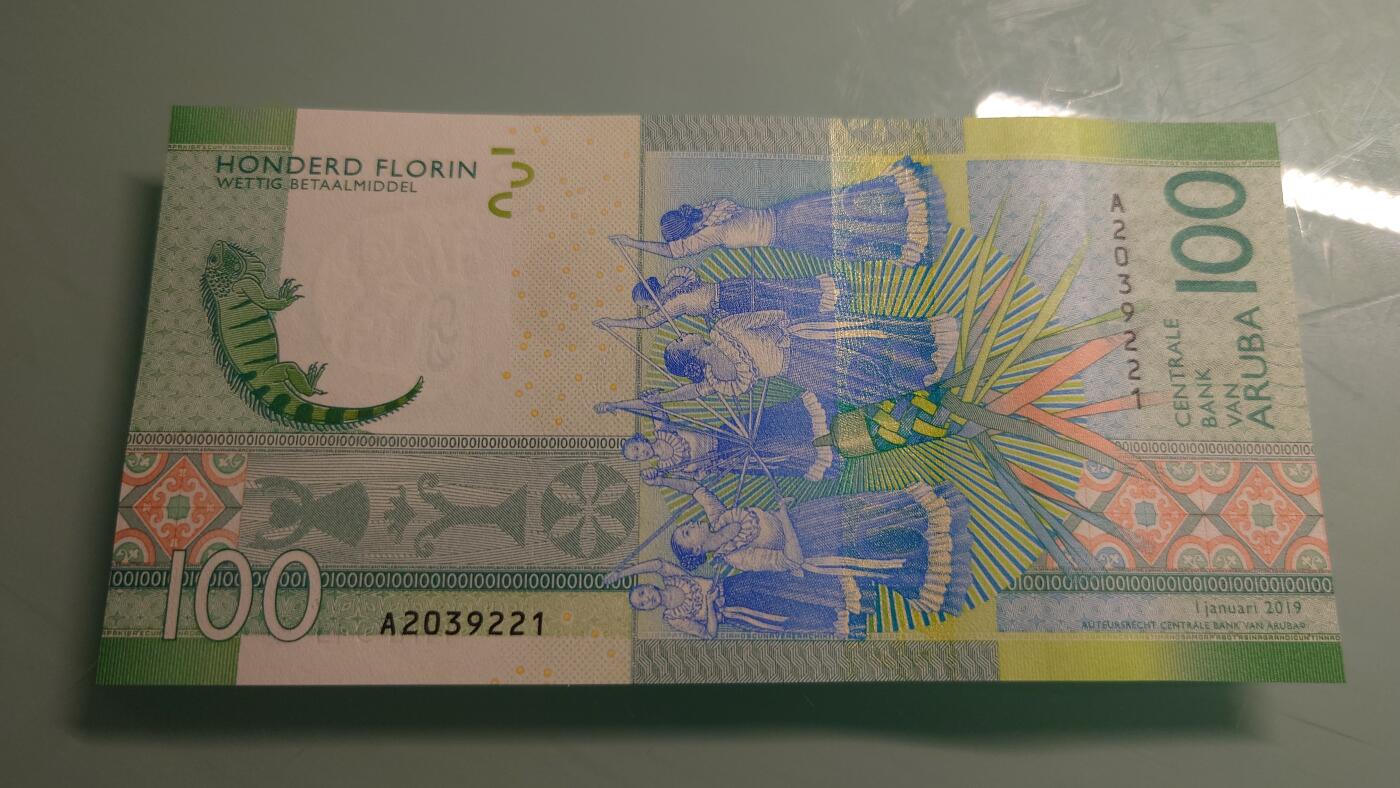 【世界钱币】精选微拍第115期暨2024年第26期  最新维港币展部分卖剩货品展销 2019年阿鲁巴100 最佳纸币 全新绝品无47尾号221