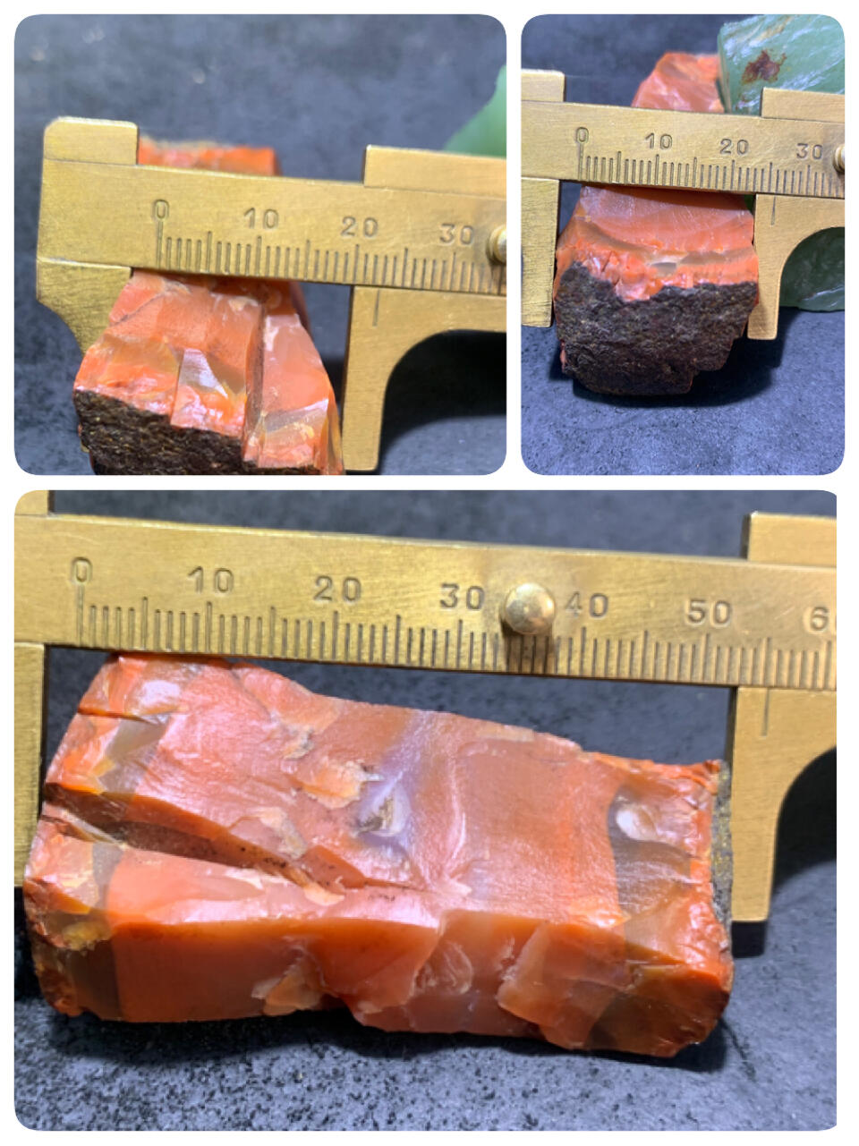 精美冰红铁皮南红玛瑙明料原石一颗，