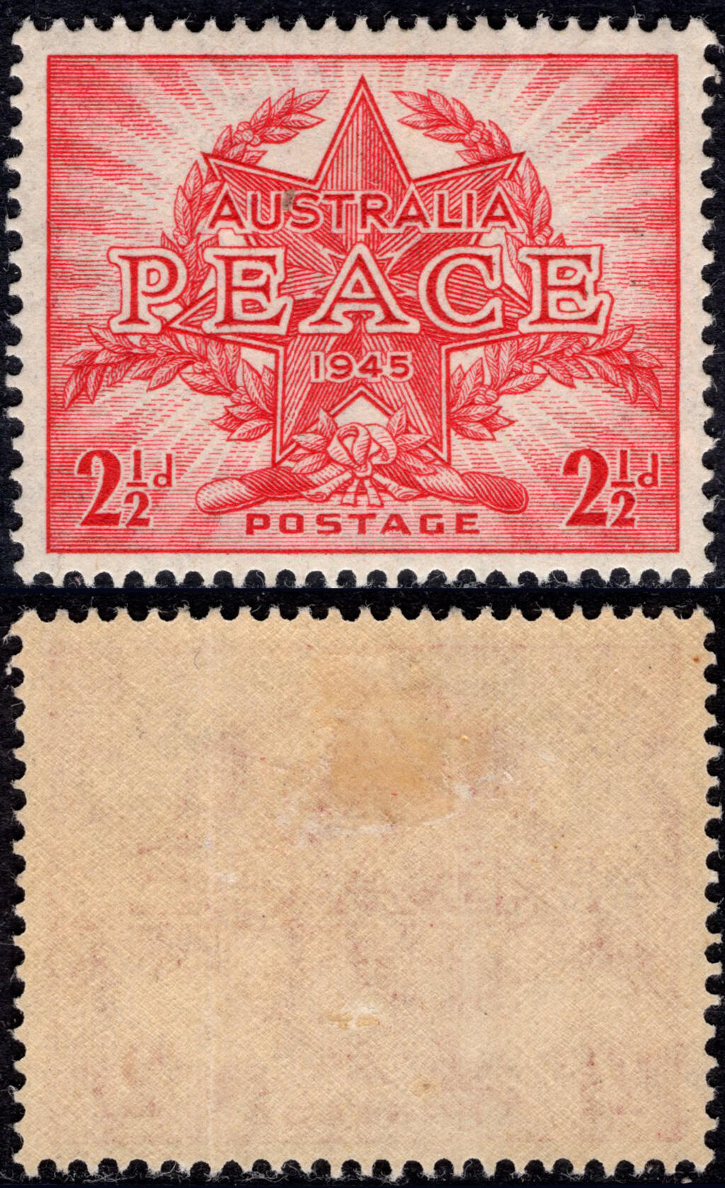 洪涛臻品批发群 精选邮票限时拍卖第六百五十七期  澳大利亚1945年 二战胜利 和平 新原胶