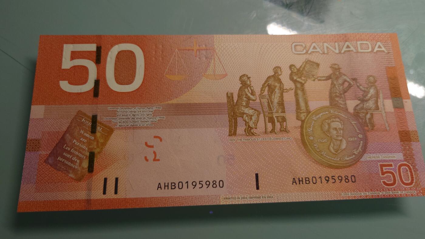 【世界钱币】精选微拍第115期暨2024年第26期  最新维港币展部分卖剩货品展销 2004年加拿大50元旅版 全新绝品无47尾号980