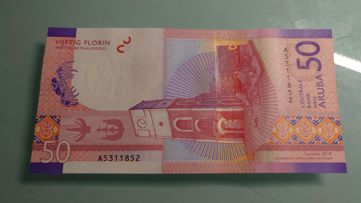 【世界钱币】精选微拍第115期暨2024年第26期  最新维港币展部分卖剩货品展销 2019年阿鲁巴50 全新绝品无47尾号852