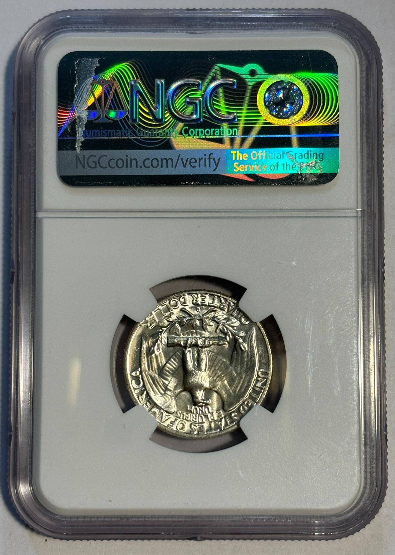 紫瑗钱币——第424期 美国 1957年 D版 华盛顿 25美分 银币 NGC MS63