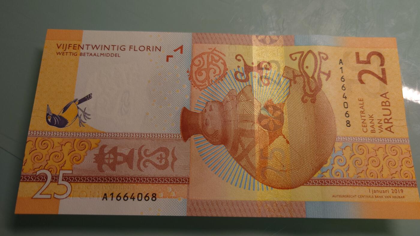 【世界钱币】精选微拍第115期暨2024年第26期  最新维港币展部分卖剩货品展销 2019年阿鲁巴25 全新绝品尾号068