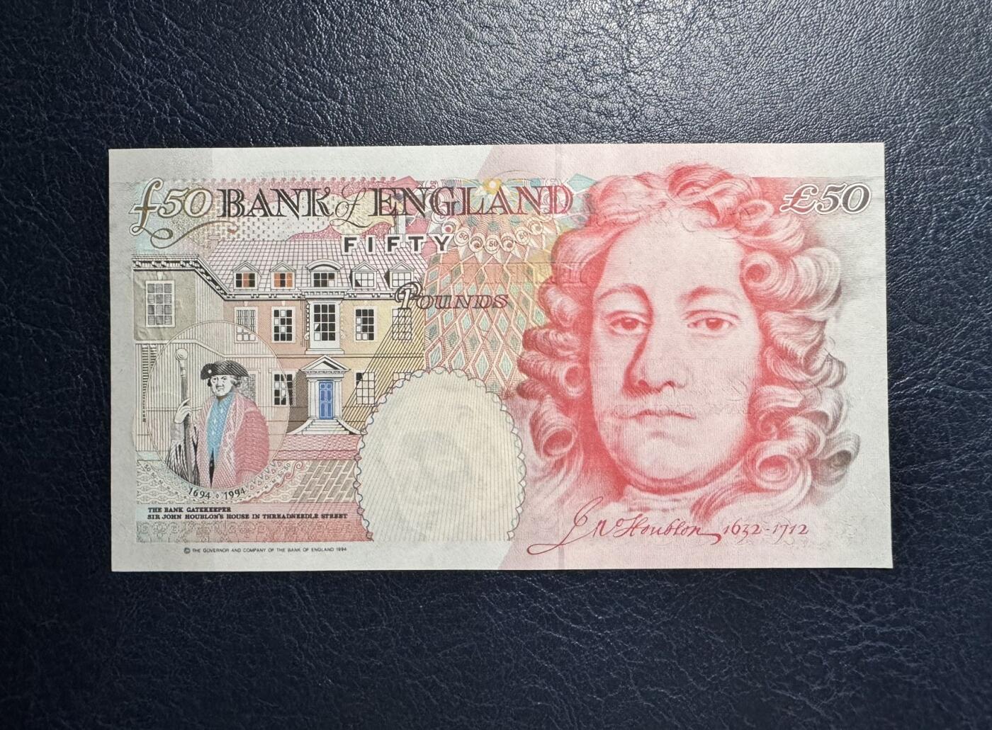 收藏联盟Quantum Auction 第356期拍卖  英国1994 (ND 2006)年50镑 品相UNC 角微瑕 英格兰银行首任总裁 霍布伦 