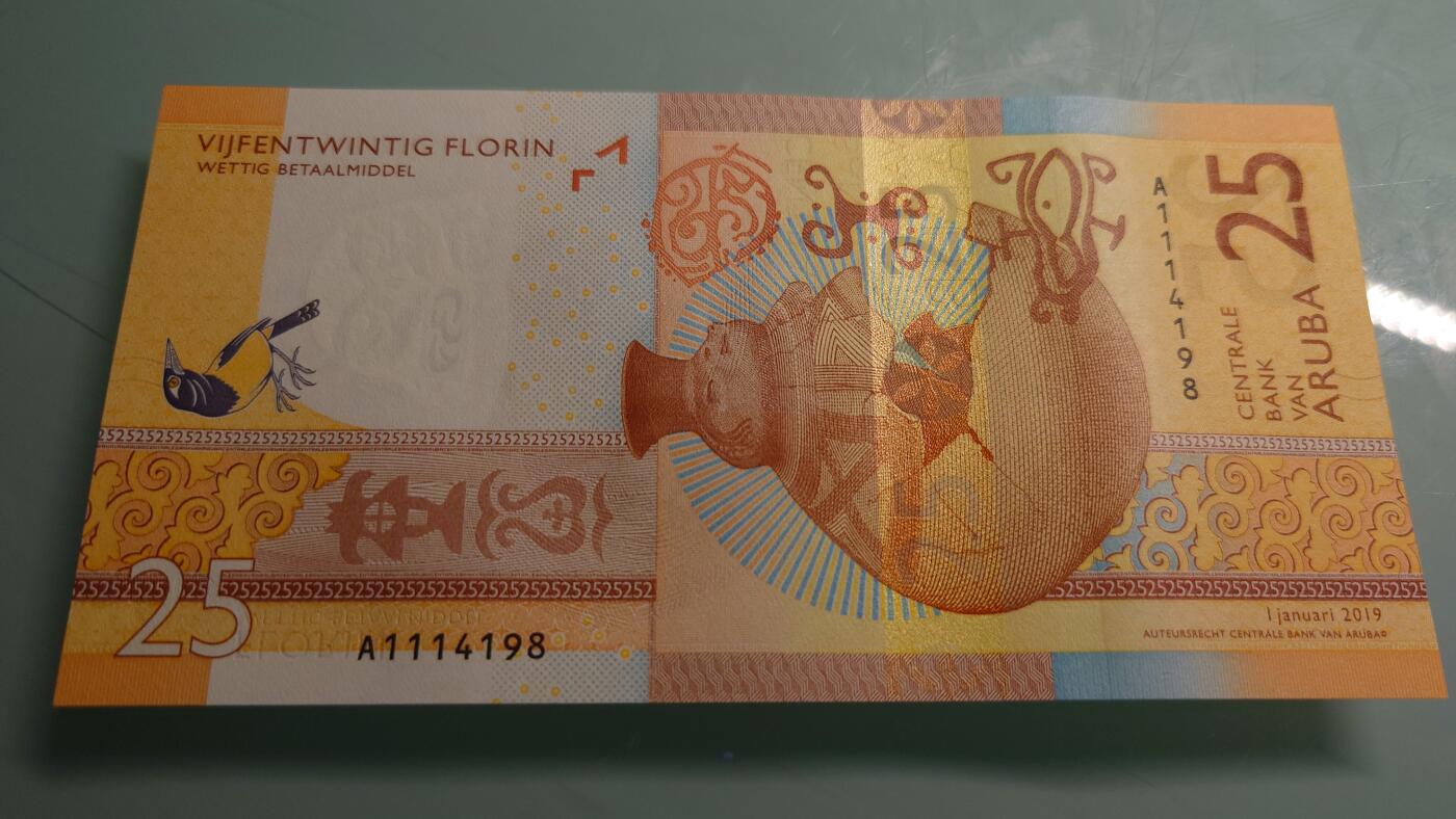 【世界钱币】精选微拍第115期暨2024年第26期  最新维港币展部分卖剩货品展销 2019年阿鲁巴25 全新绝品尾号198