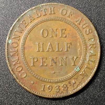 ↓君缘收藏133期☞钱币邮品↓无佣金、可寄存、满10元包邮  - 澳大利亚1938年乔治六世文字版1/2半便士老铜币