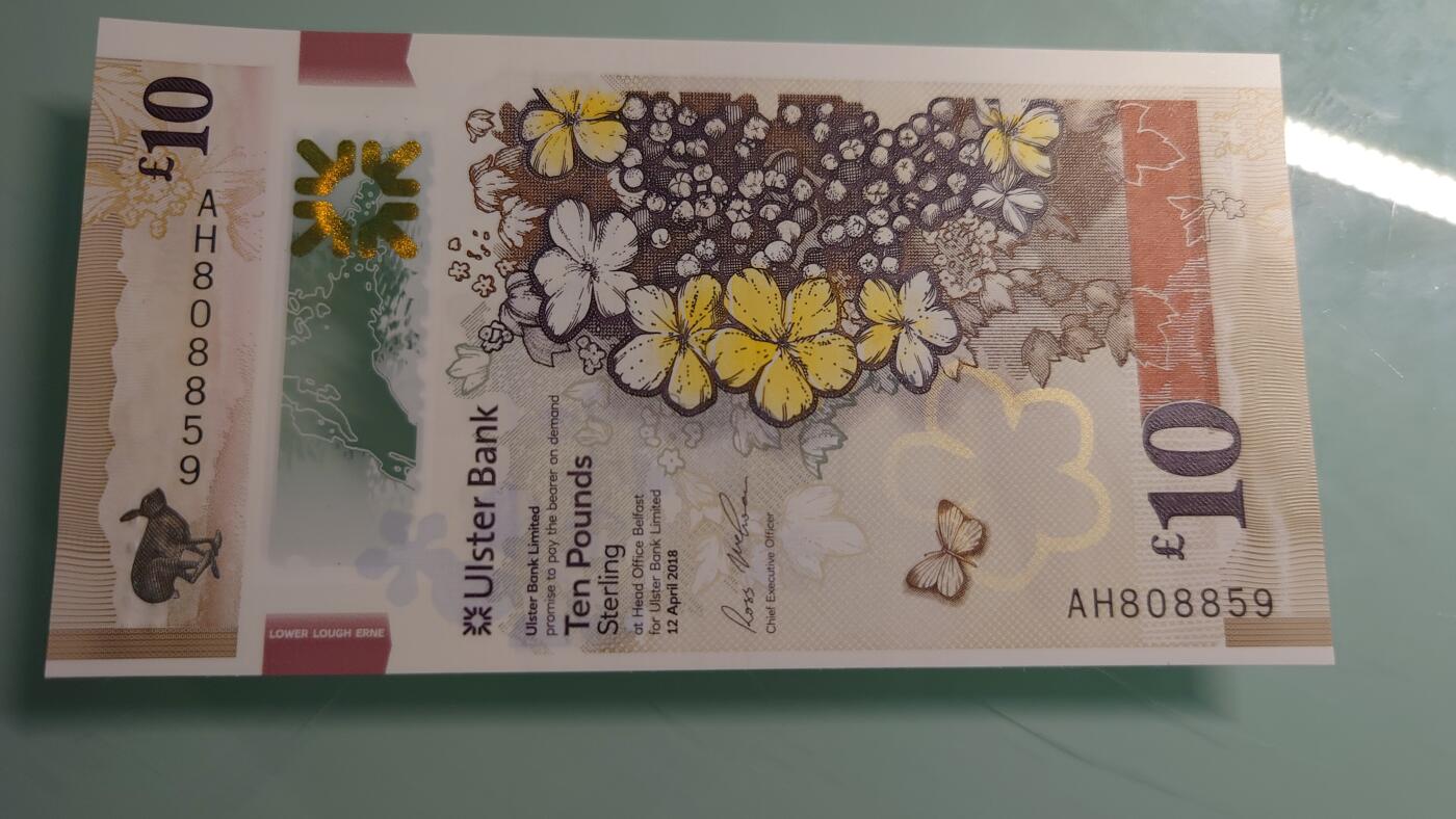 【世界钱币】精选微拍第115期暨2024年第26期  最新维港币展部分卖剩货品展销 2018年北爱尔兰阿尔斯特银行10镑 全新绝品无47尾号859