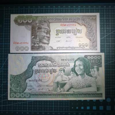沼泽如烟--第392场纸币场共四期拍完一起发货 - 柬埔寨纸币两张