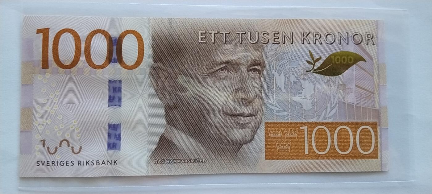 天和轩精品钱币第33场 全新UNC 瑞典1000 克朗 