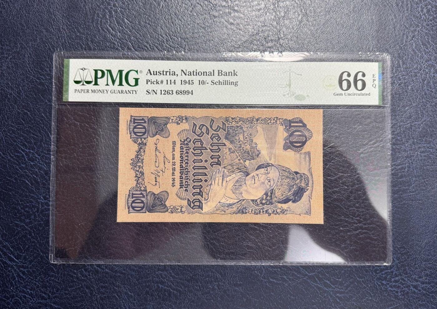 收藏联盟Quantum Auction 第356期拍卖  奥地利1945年10先令 PMG66 阿尔卑斯山