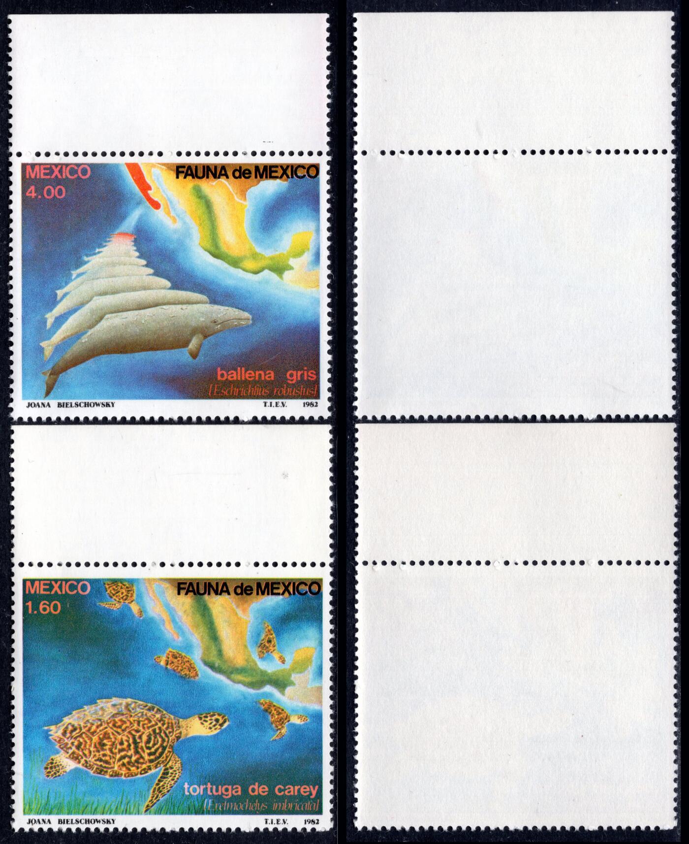 洪涛臻品批发群 精选邮票限时拍卖第九百八十六期  墨西哥1982 海洋动物 顺边新全 全品!【2017标价$3美元】