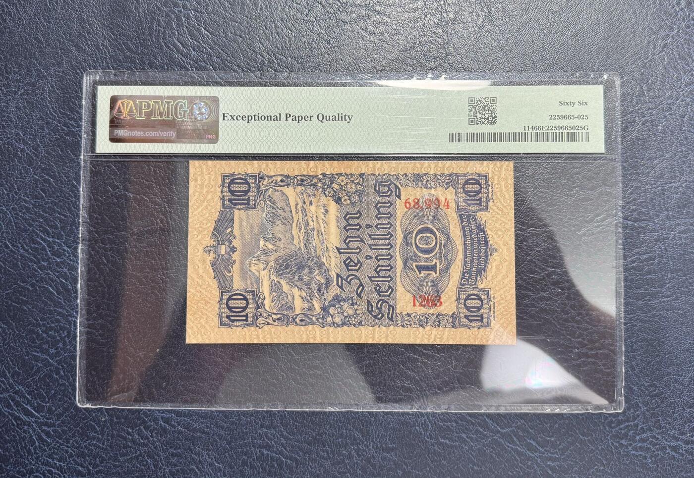 收藏联盟Quantum Auction 第356期拍卖  奥地利1945年10先令 PMG66 阿尔卑斯山
