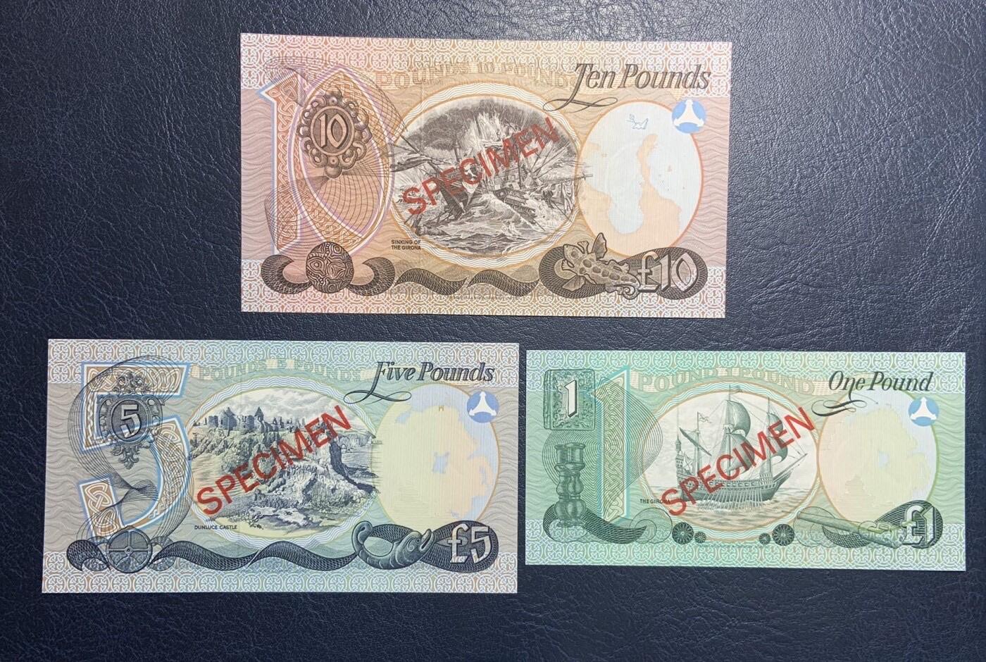 收藏联盟Quantum Auction 第356期拍卖  北爱尔兰1978年1-100镑全同号收藏样票 品相全新UNC 限量发行 带原册