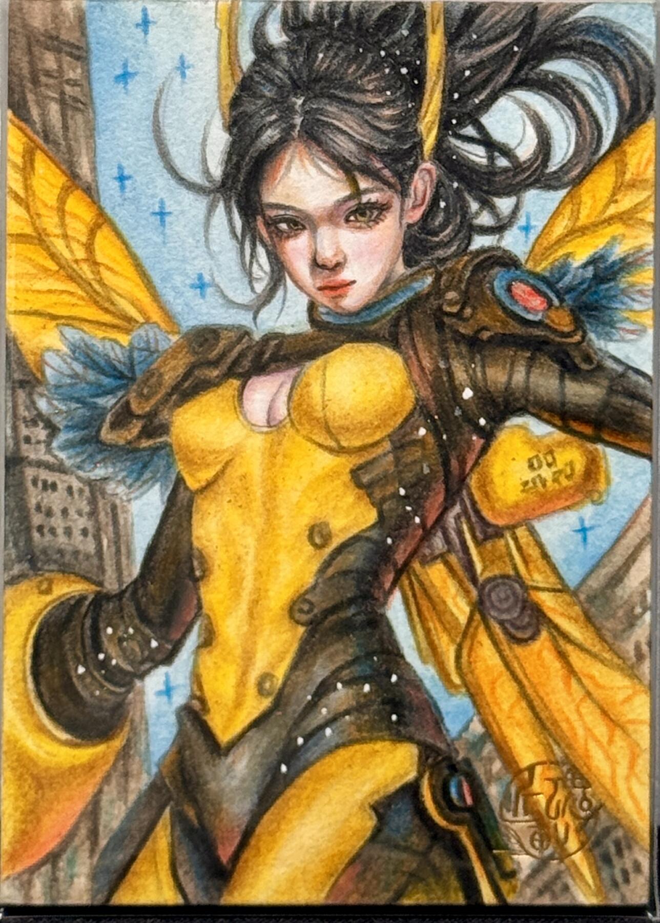白泽拍卖卡牌专场第4期（六月精阳） 2024 还魂轩手绘卡 黄蜂女 1/1 小磊亲签