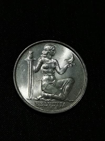 臻藏泉阁国内外钱币 - 瑞士女神5法郎银币