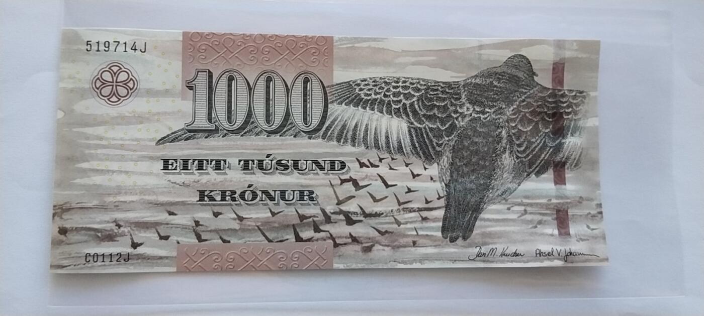 天和轩精品钱币第33场 全新NC  法罗群岛1000克朗