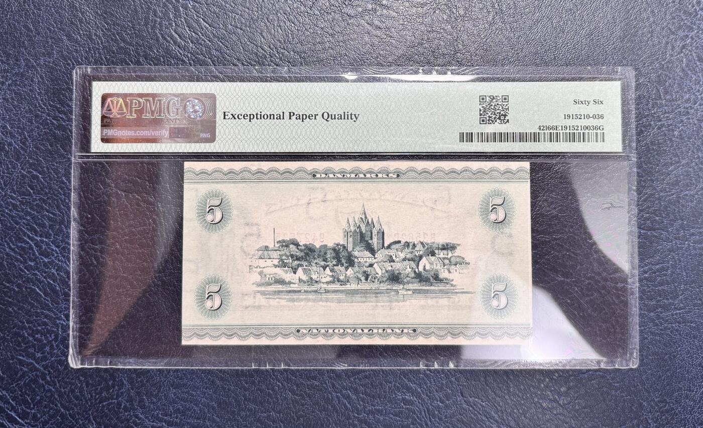 收藏联盟Quantum Auction 第356期拍卖  丹麦1956年5克朗 PMG66 美惠三女神