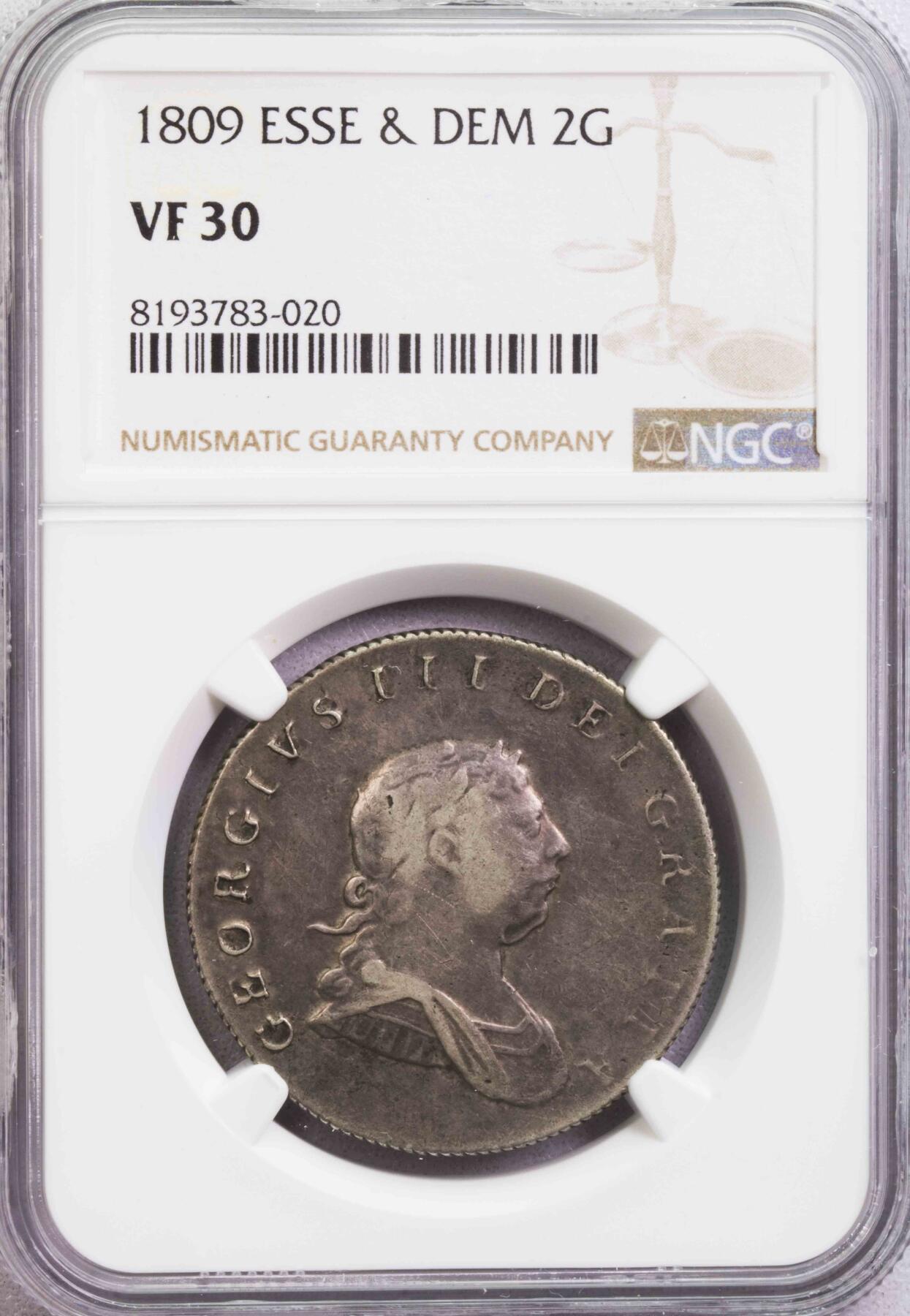 NGC-VF30 1809埃斯奎波乔三首版2盾银币少见