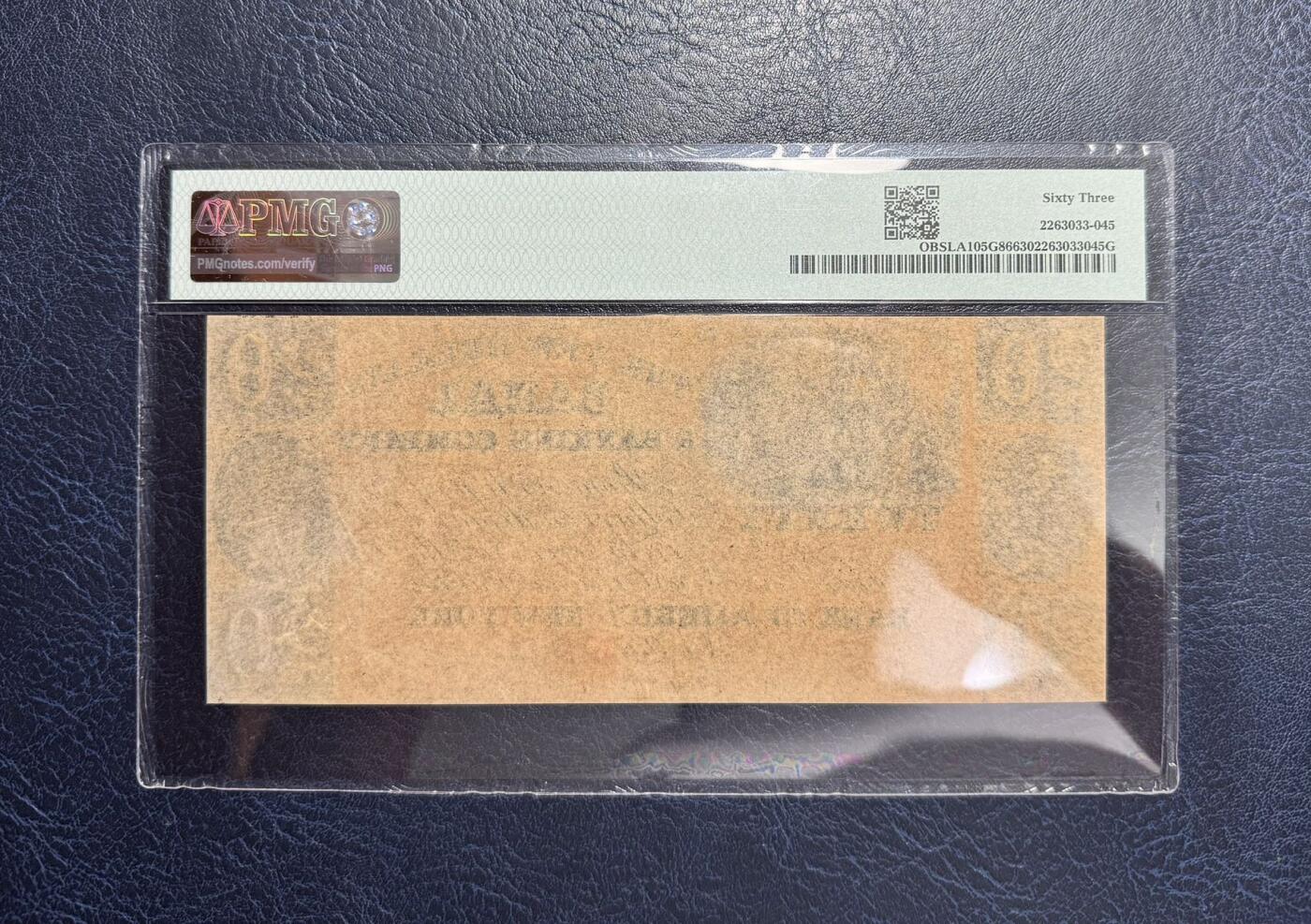 收藏联盟Quantum Auction 第356期拍卖  美国路易斯安那州新奥尔良市1830年代20元 PMG63
