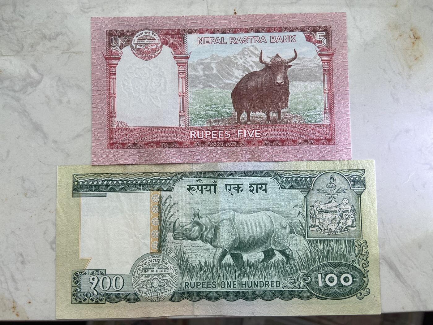 【炜奕收藏】裸钞专场第九期 尼泊尔两张，上面unc品相，下面流通好品