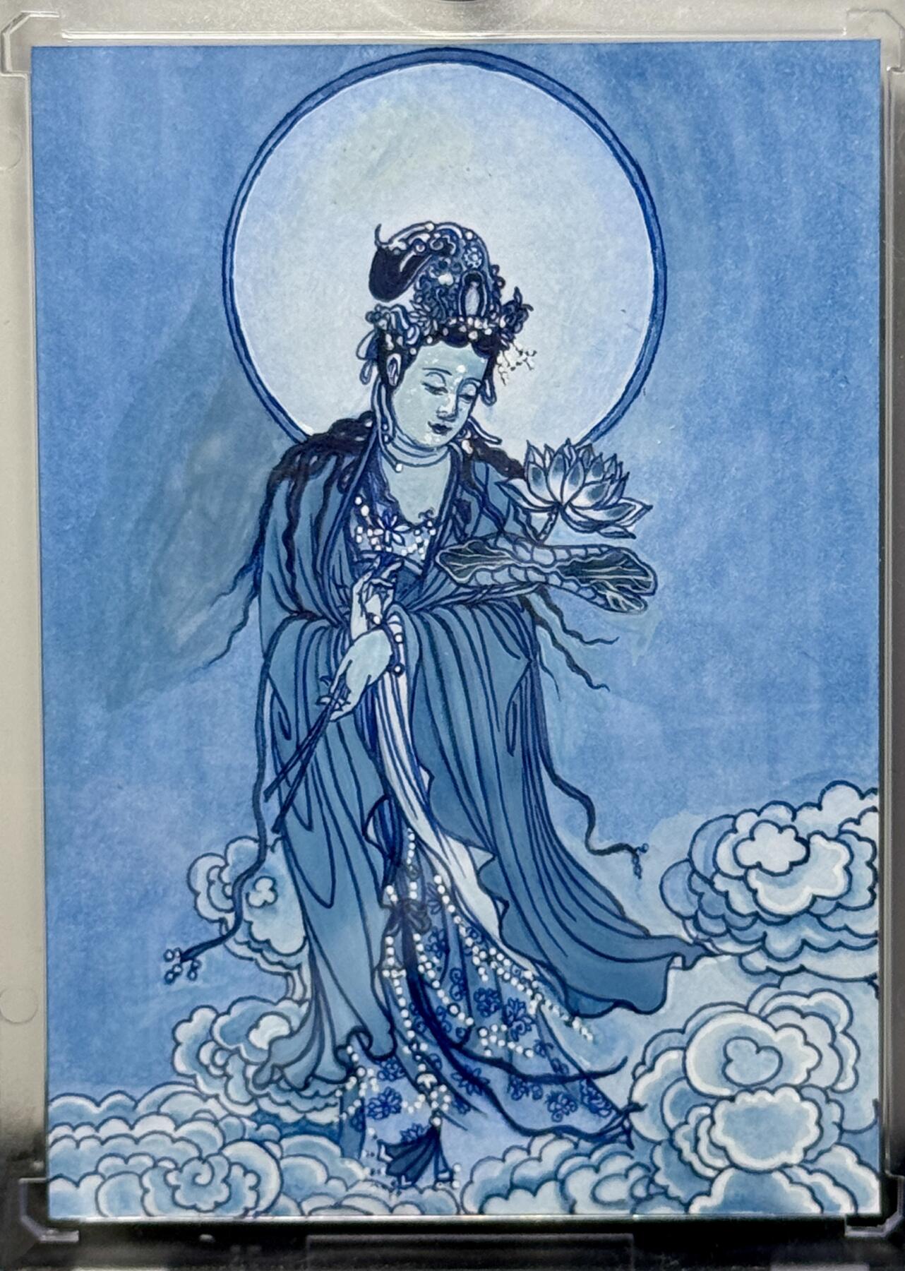 白泽拍卖卡牌专场第4期（六月精阳） 2024 香山文创手绘卡 观音菩萨 1/1 那澜亲签 卡砖封装