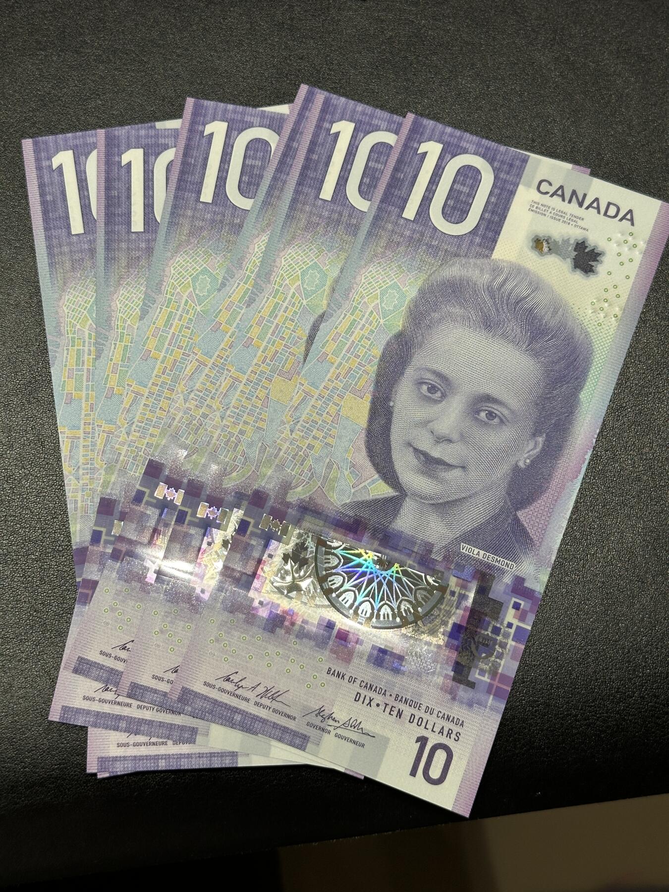 《外钞收藏家》第三百八十三期 加拿大最新版10加元  无47 全部是靓号 六张一起
