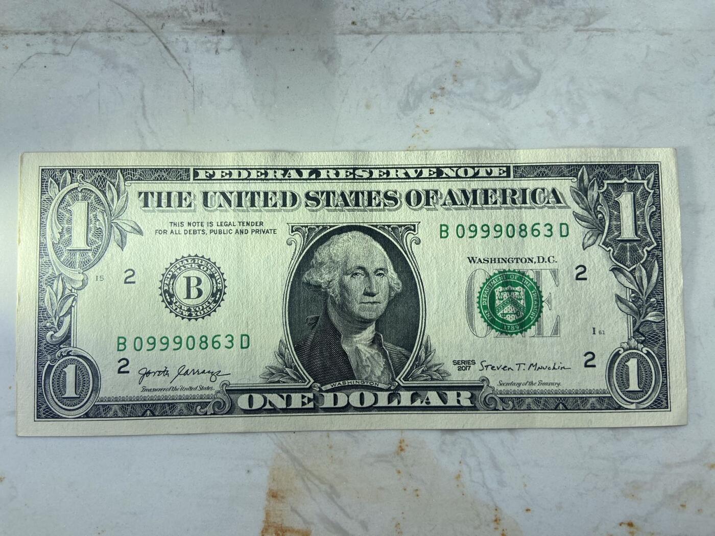 【炜奕收藏】裸钞专场第九期 1美元0999头，unc品相