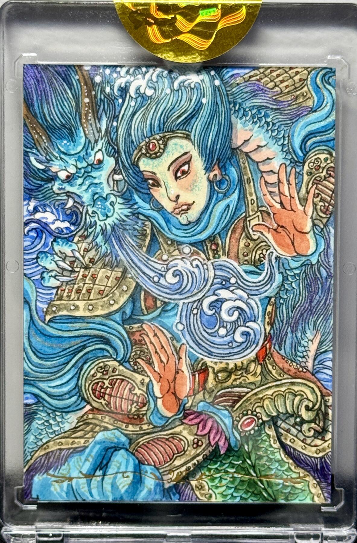 白泽拍卖卡牌专场第4期（六月精阳） 2024 云绘斋手绘卡 水德星君 1/1 多吉亲签 卡砖封装