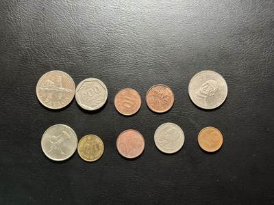 八十六场（降佣场） - 不同国家硬币一组10个！沙特，西班牙，法国，泰国，加拿大，英国时期香港，台湾，澳门等！