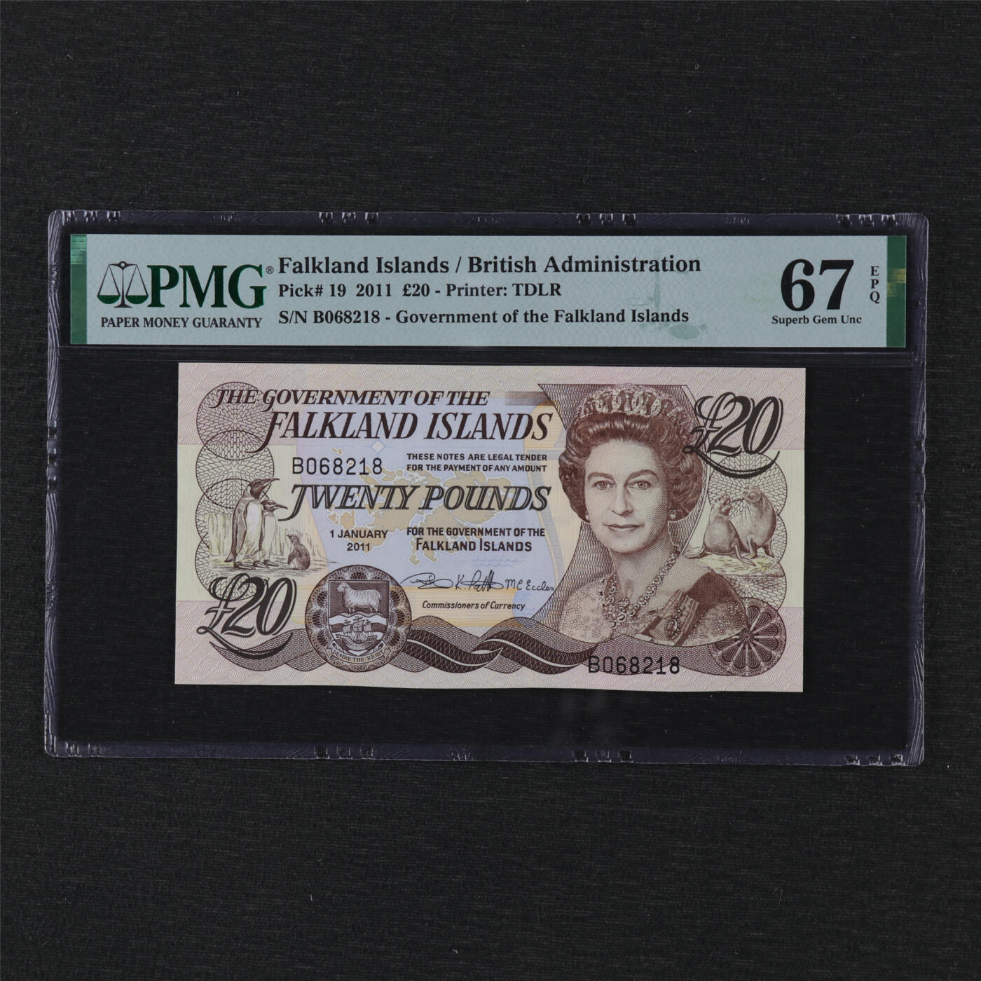 【亘邦集藏】第194期拍卖 2011年 福克兰群岛20镑 PMG 67EPQ B068218