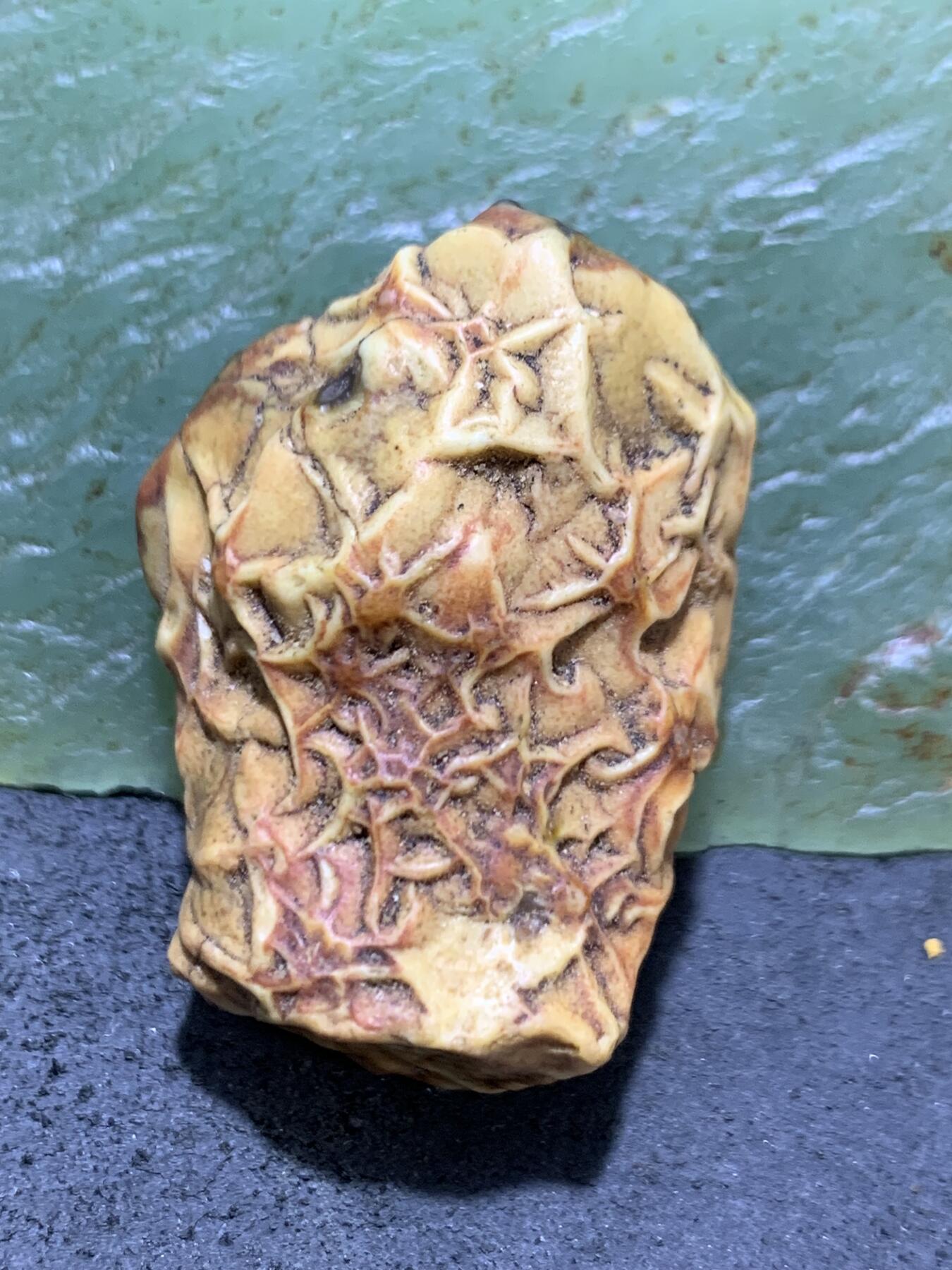 精美地表原皮飘花阿拉筋脉石原石一颗，