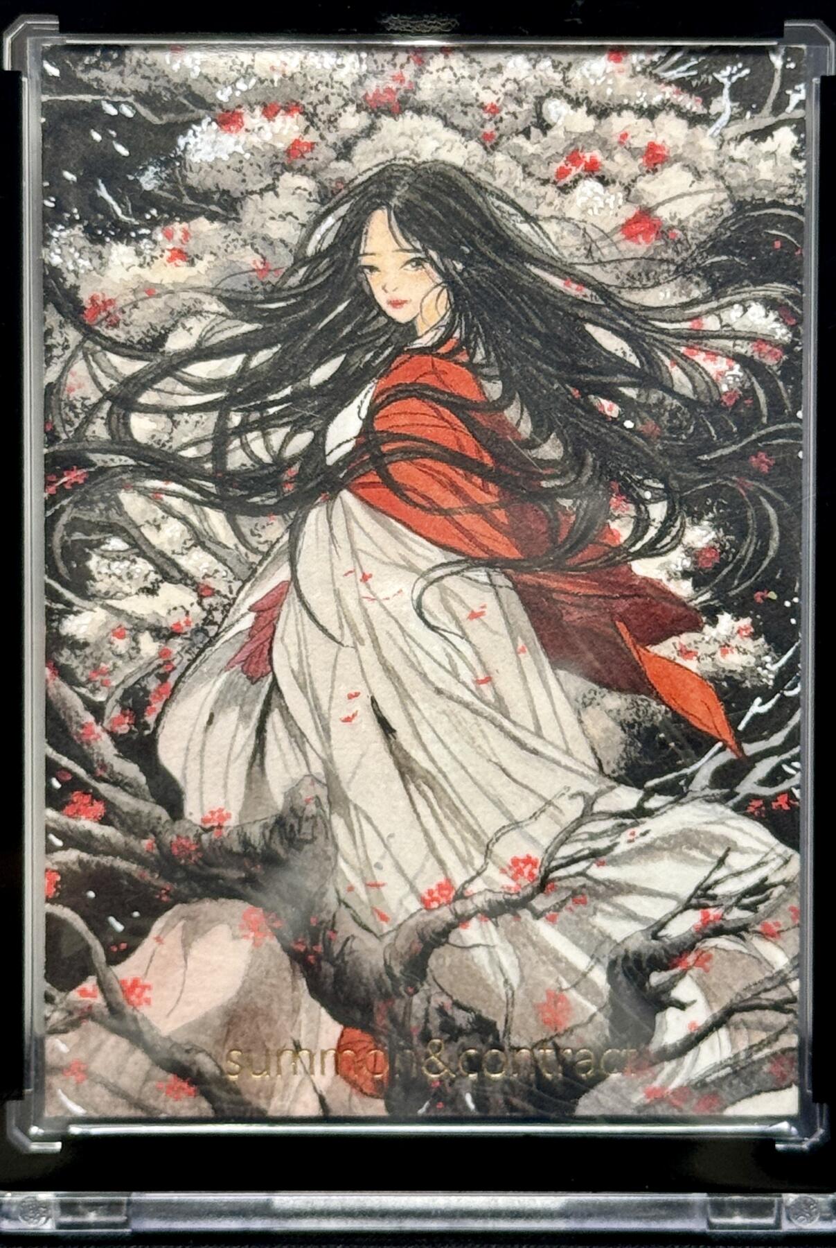 白泽拍卖卡牌专场第4期（六月精阳） 2024 召唤&契约手绘卡 樱花少女 1/1 潮汐亲签 卡砖封装