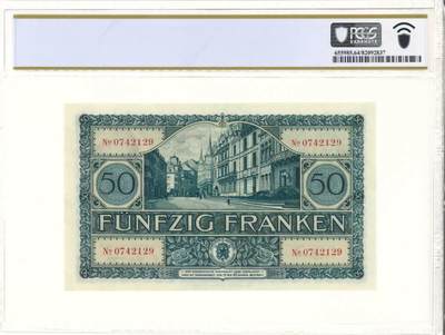 【Blue Auction】✨世界纸币精拍第498期【精】 【POP1/1】卢森堡 1932年50法郎 JEZ设计 葡萄纹饰清新耐看 女大公夏洛特 背面街景 PCGS64 