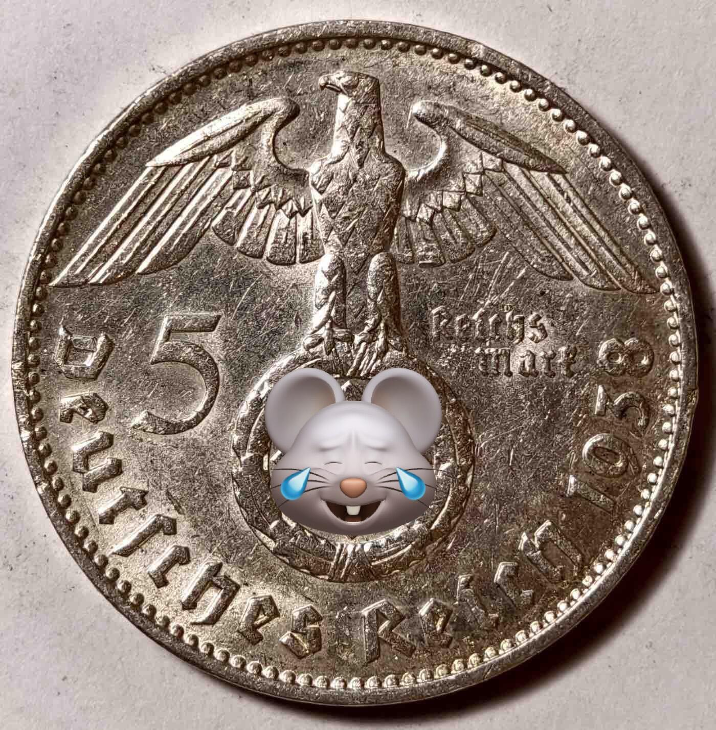 紫瑗钱币——第374期拍卖 德国 1938年 J版 兴登堡 字符 5马克 13.9克 0.9银