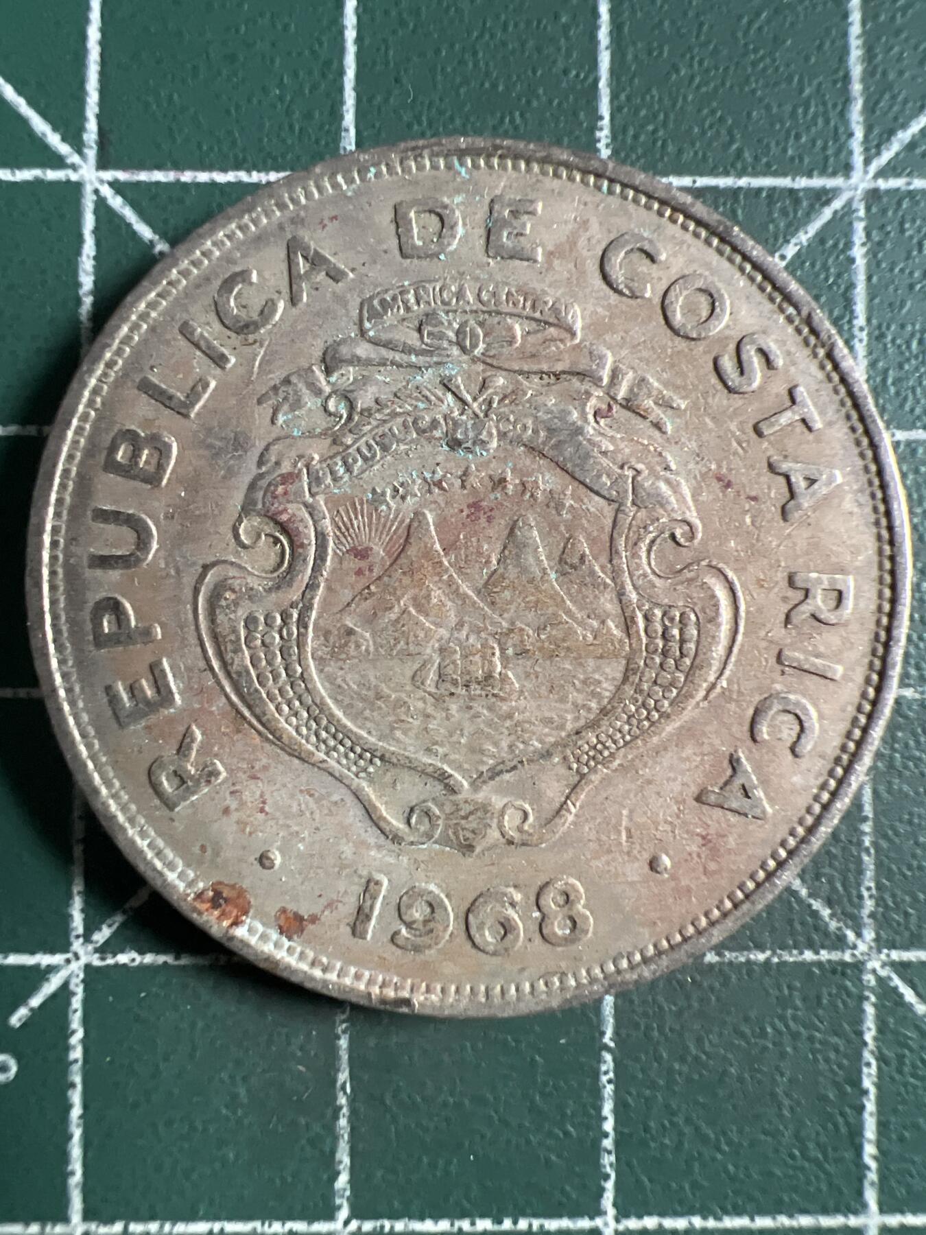 第638期 硬币专场 （无押金，捡漏，全场50包邮，偏远地区除外，接收代拍业务，本店十天发一次货） 哥斯达黎加2克朗 1968年