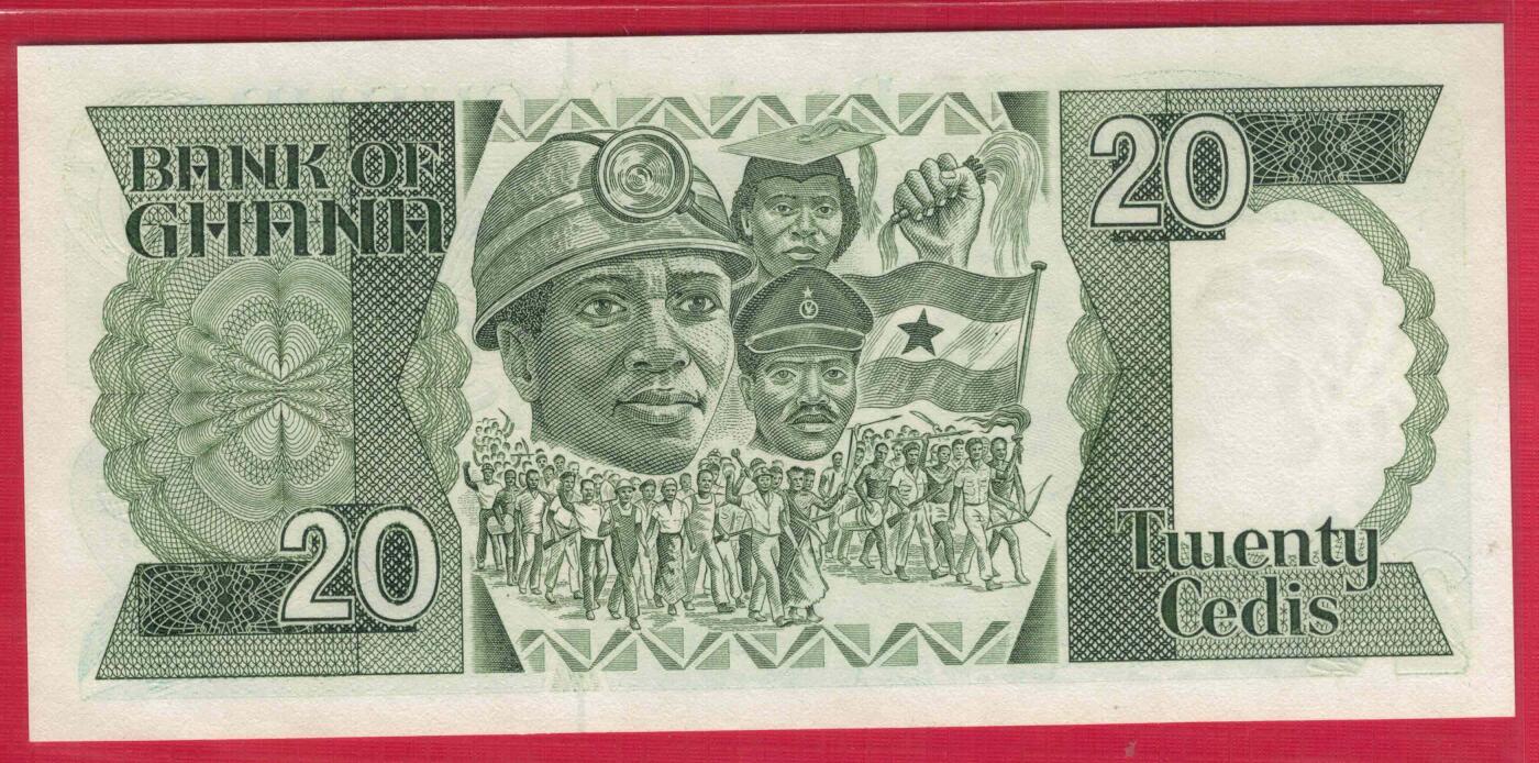 加纳1986年20塞地 D/1首发冠 P-24 无47 非洲 实物图 UNC