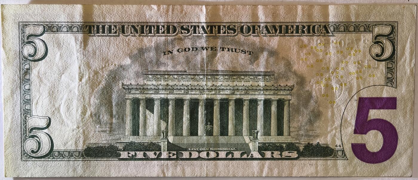紫瑗钱币——第375期拍卖——纸币场 美国 2017年 L版 A序列 亚伯拉罕·林肯 5美元 彩色版 流通品