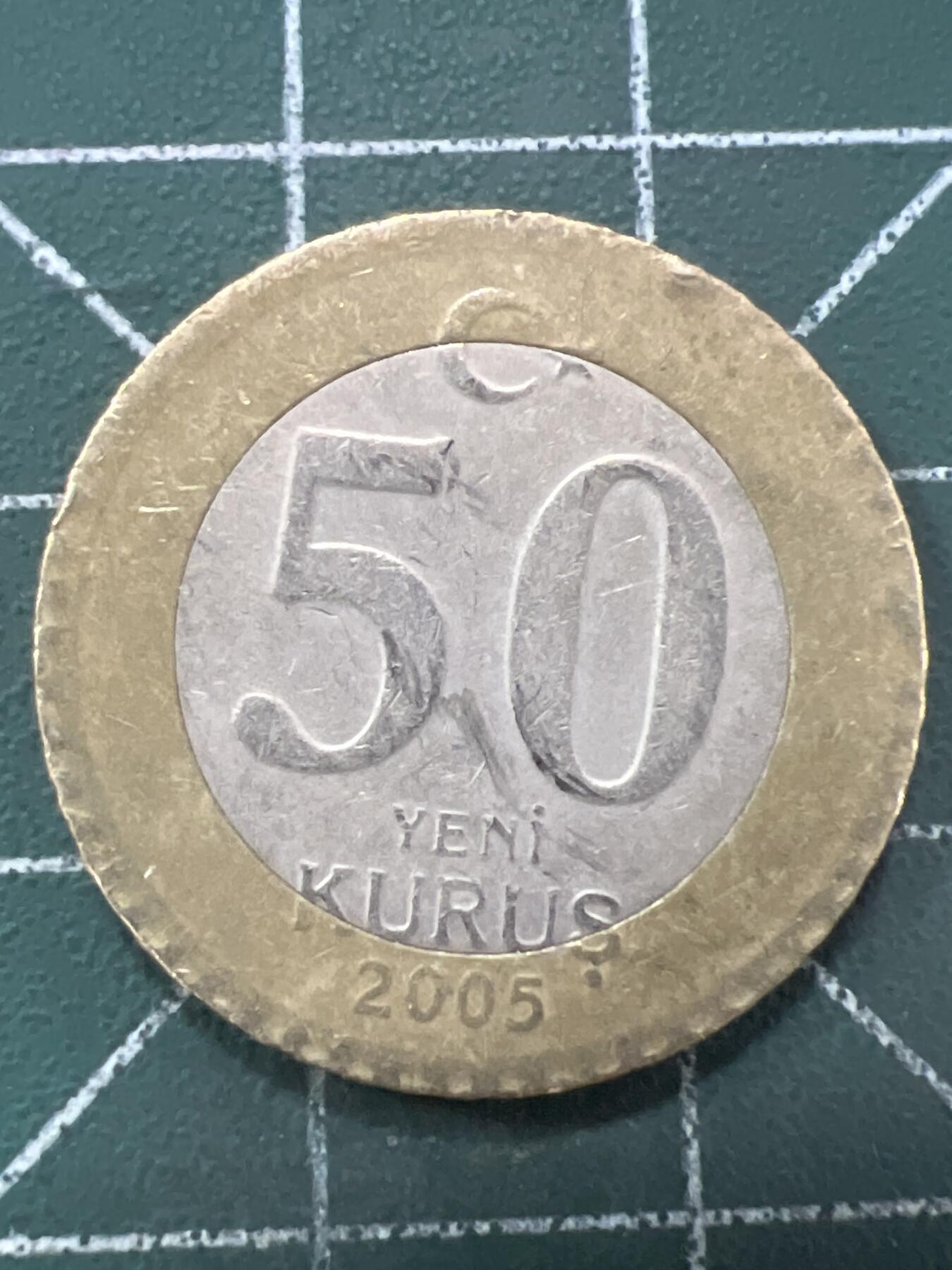 第637期 硬币专场 （无押金，捡漏，全场50包邮，偏远地区除外，接收代拍业务，本店十天发一次货） 土耳其50库鲁 双色币