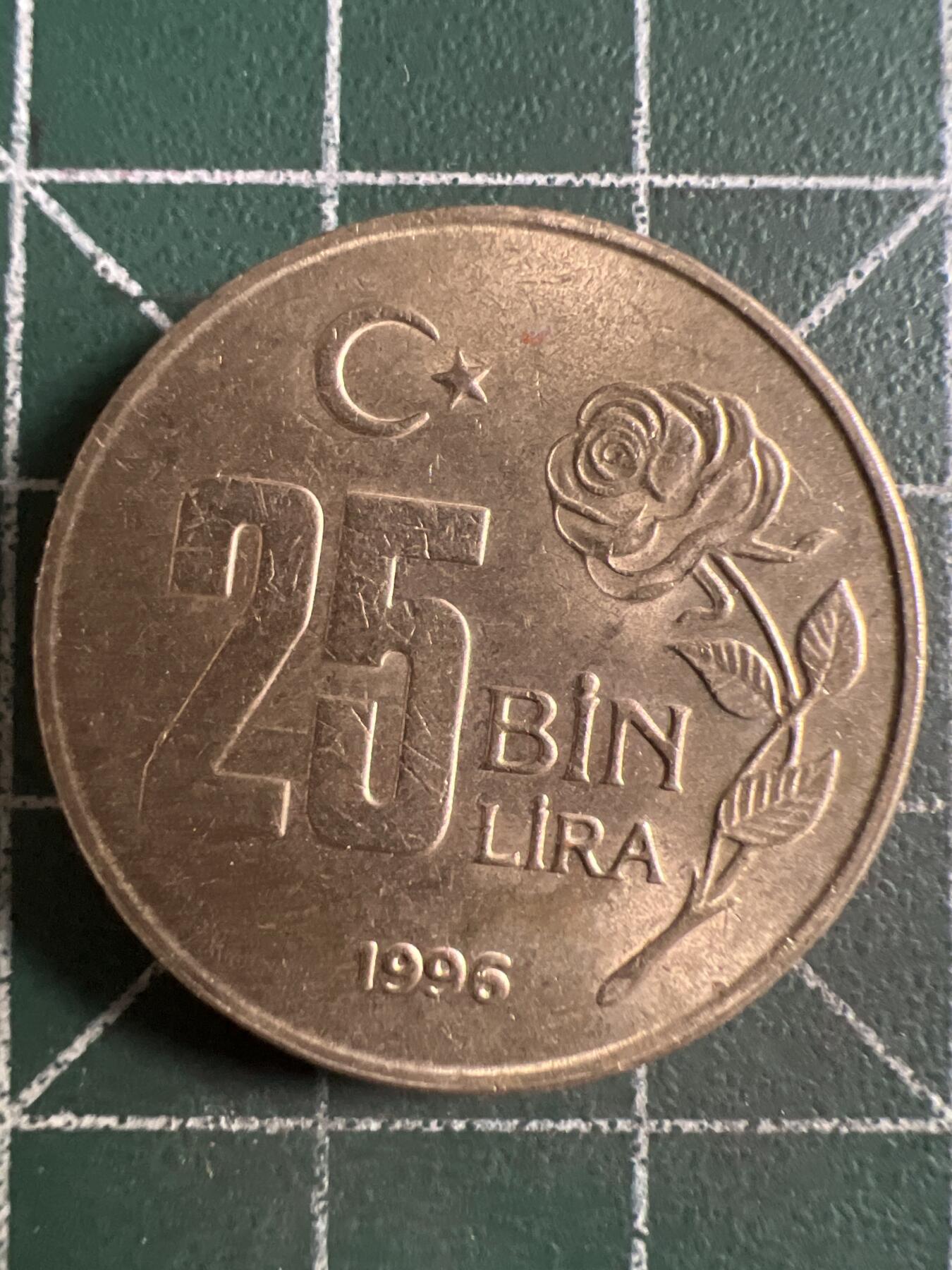 第638期 硬币专场 （无押金，捡漏，全场50包邮，偏远地区除外，接收代拍业务，本店十天发一次货） 土耳其25Bin里拉