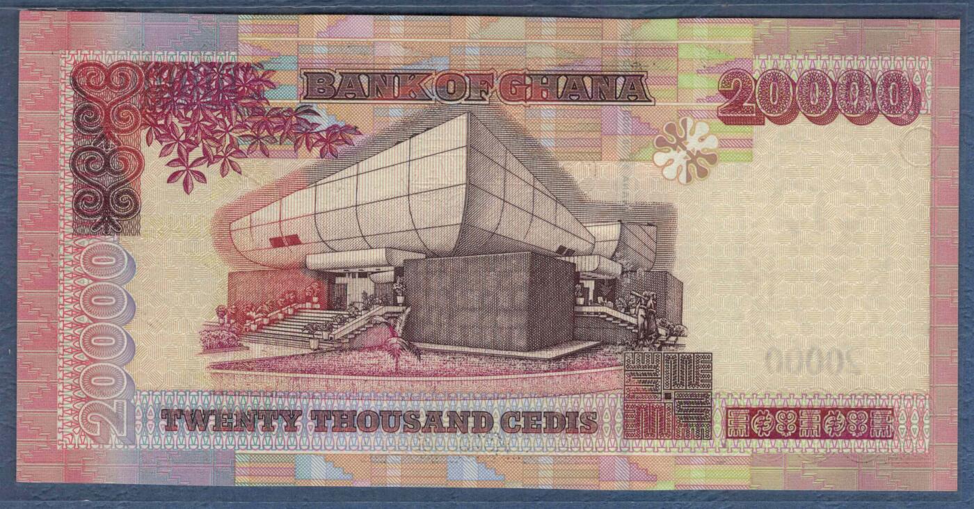 加纳2003年20000塞地 尾8 非洲纸币 实物图 UNC