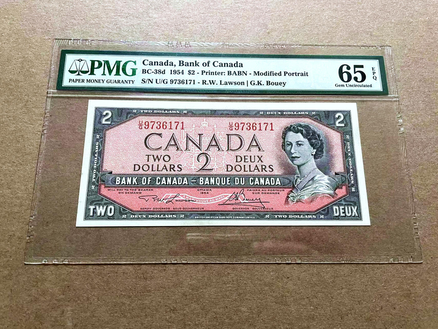 【Blue Auction】✨世界纸币精拍第498期【精】 加拿大 1954年2元 PMG65EPQ 