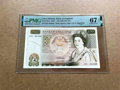 【Blue Auction】✨世界纸币精拍第498期【精】   【该签首冠E01冠无47】英国 D序列 1991-93年50镑 PMG67EPQ 高分